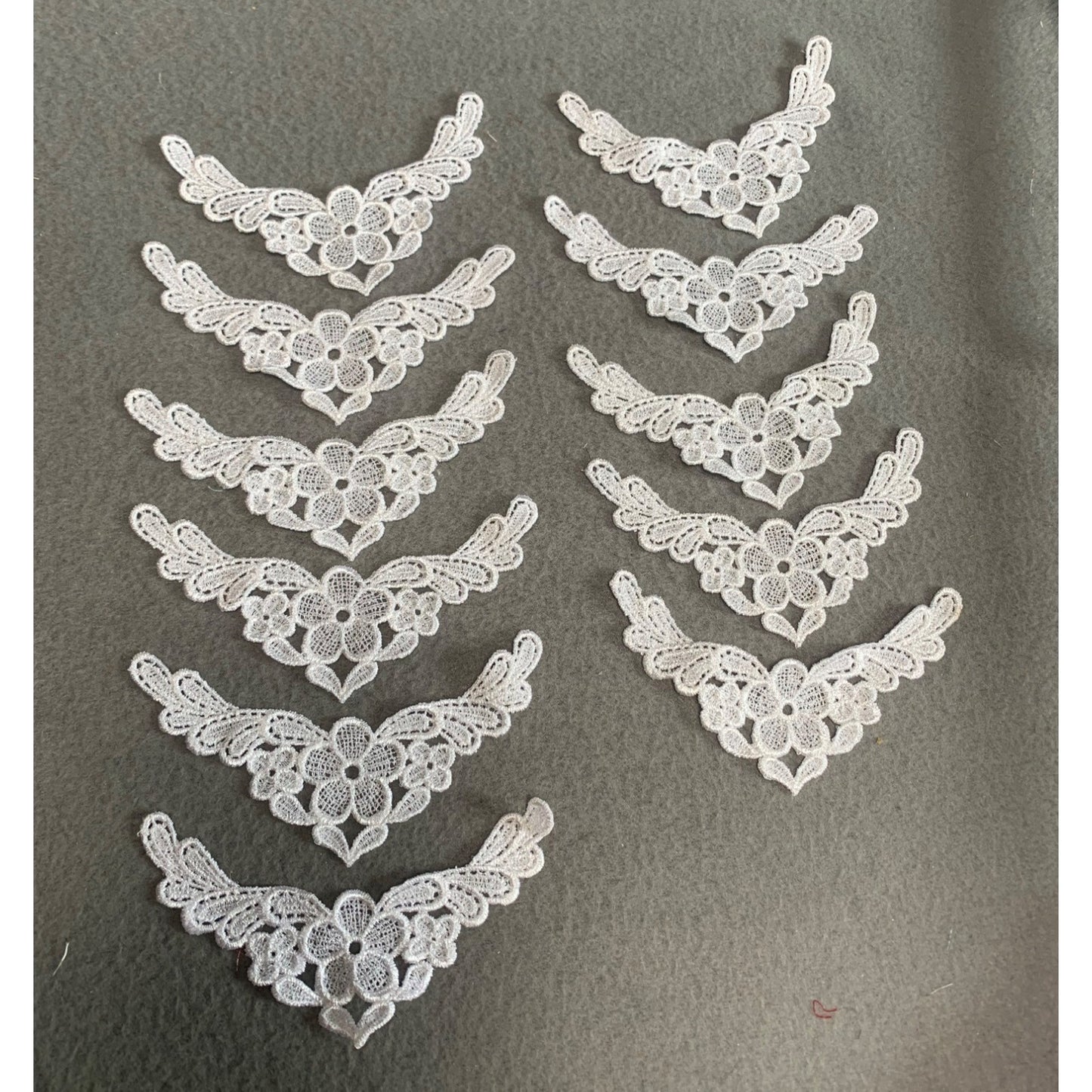 11 Pieces White Floral Embroidered Lace Applique Trim 5" x 1.5" DIY Sewing Craft Supplies