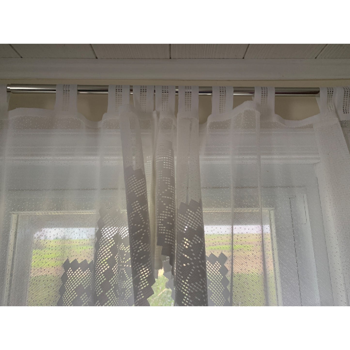 White Lace Swag Curtain Valance set of 2 panels