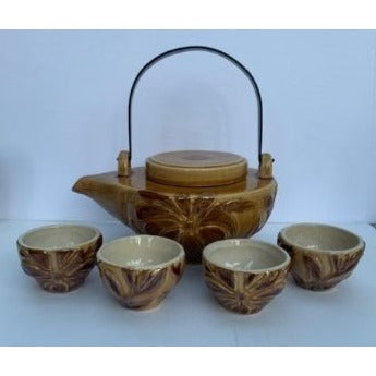 Vintage Bombay Company Asian Style Tea Set with Teapot & 4 Teacups