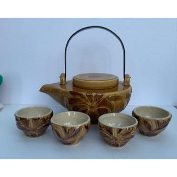 Vintage Bombay Company Asian Style Tea Set with Teapot & 4 Teacups