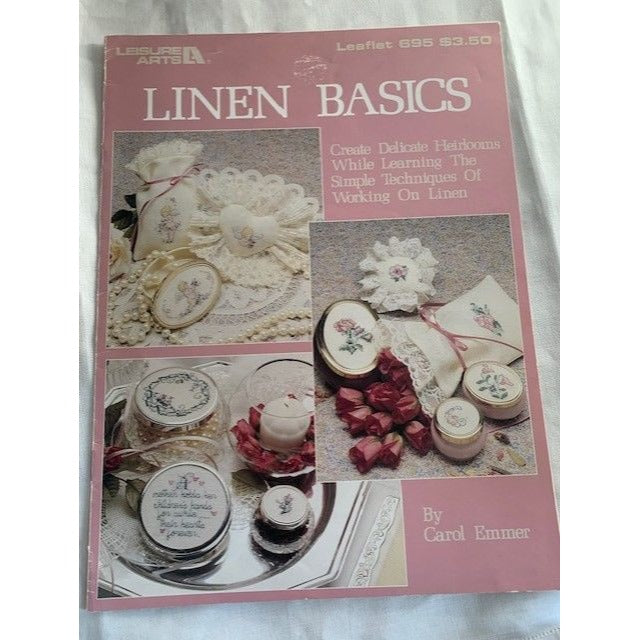 Leisure Arts Linen Basics cross stitch design leaflet book 695