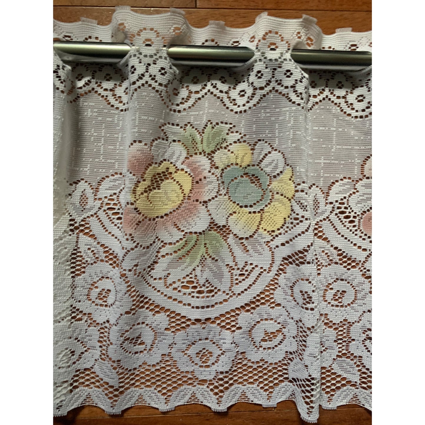 Blue Yellow Pink Rose Lace curtain Valance 13x58