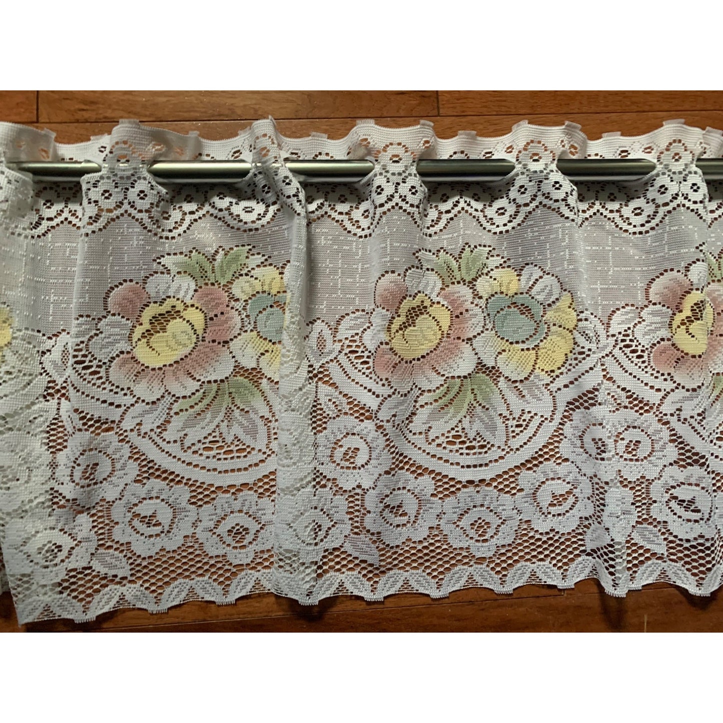 Blue Yellow Pink Rose Lace curtain Valance 13x58