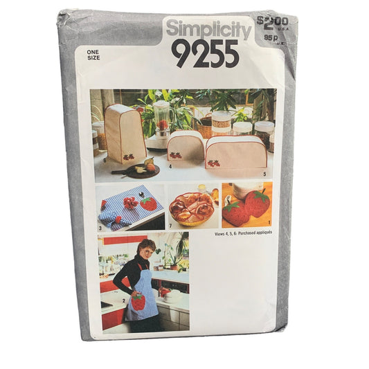 Simplicity 9255 Kitchen Appliance Covers Pot Holder Apron Sewing Pattern uncut