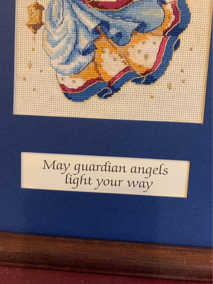 Vintage Angels Light Your Way Framed Cross Stitch Picture