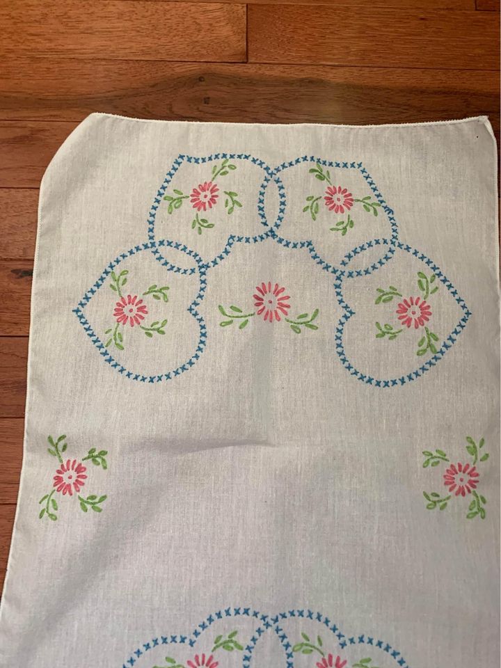 Hand embroidered Heart table runner