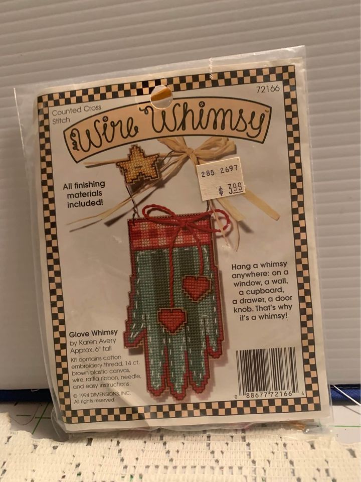 Wire Whimsy Glove counted Cross Stitch Kit - New