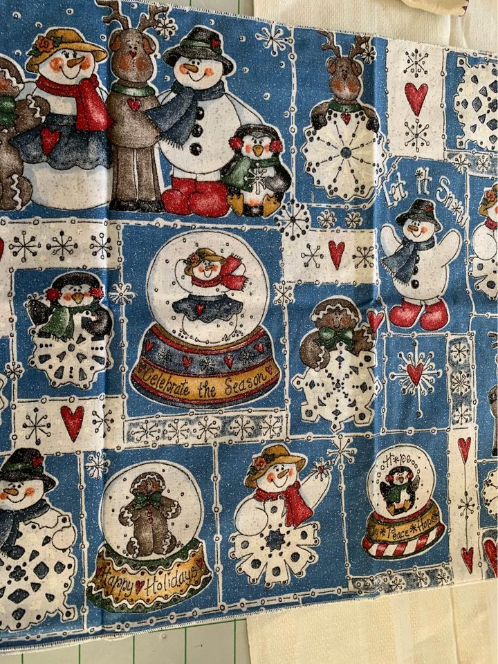 Handmade Snowman Glitter table runner 12.5” x 42”