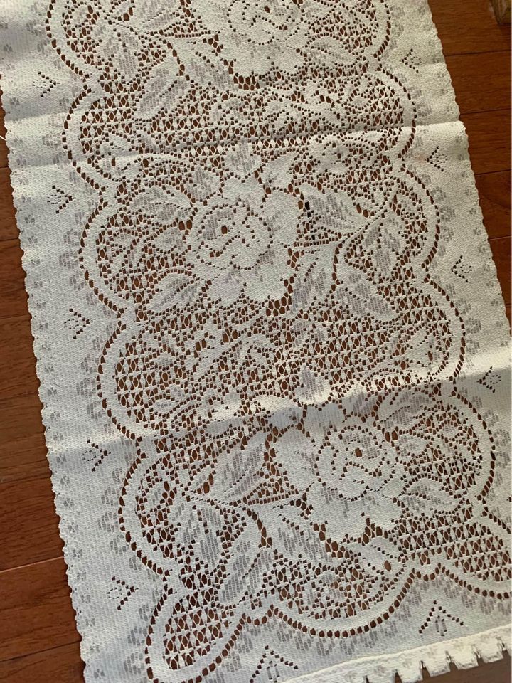 Vintage Doily Table Runner Set of 2 15”x35” #22t