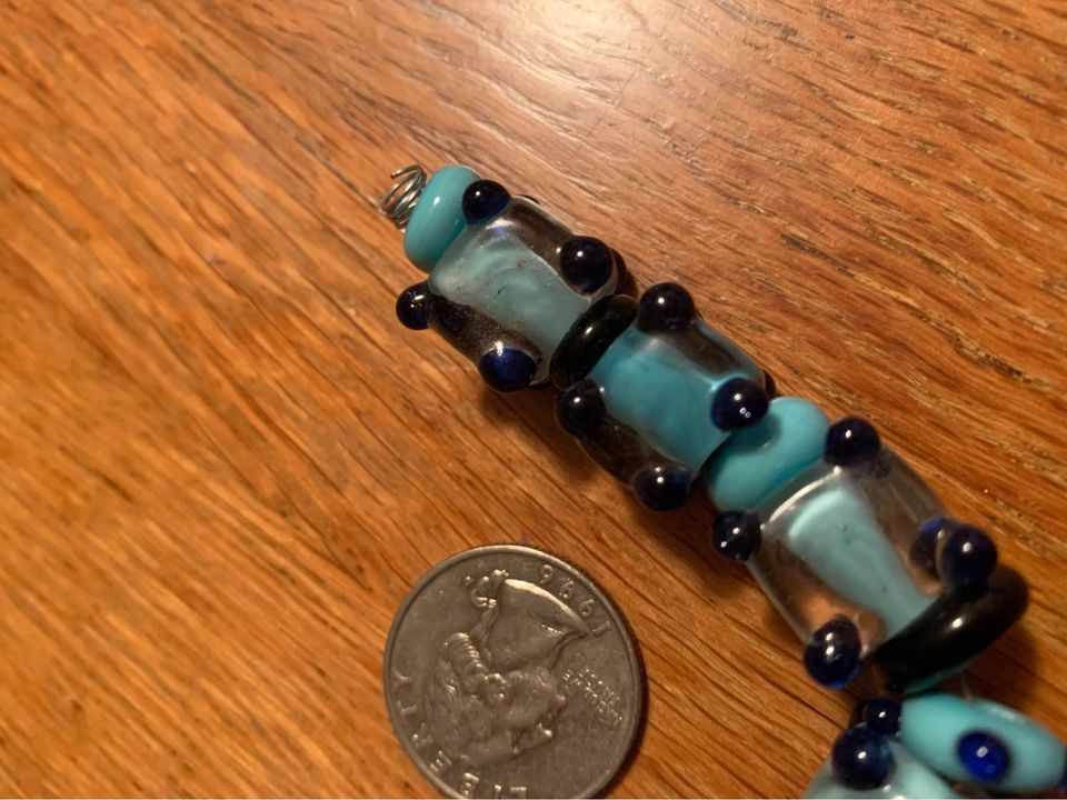 Handmade Turquoise and blue lampwork glass beads - New