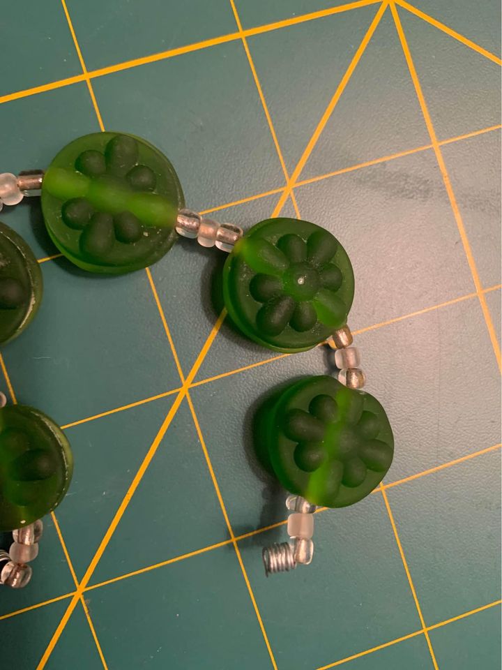 Handmade frosted green Glass Lampwork Beads