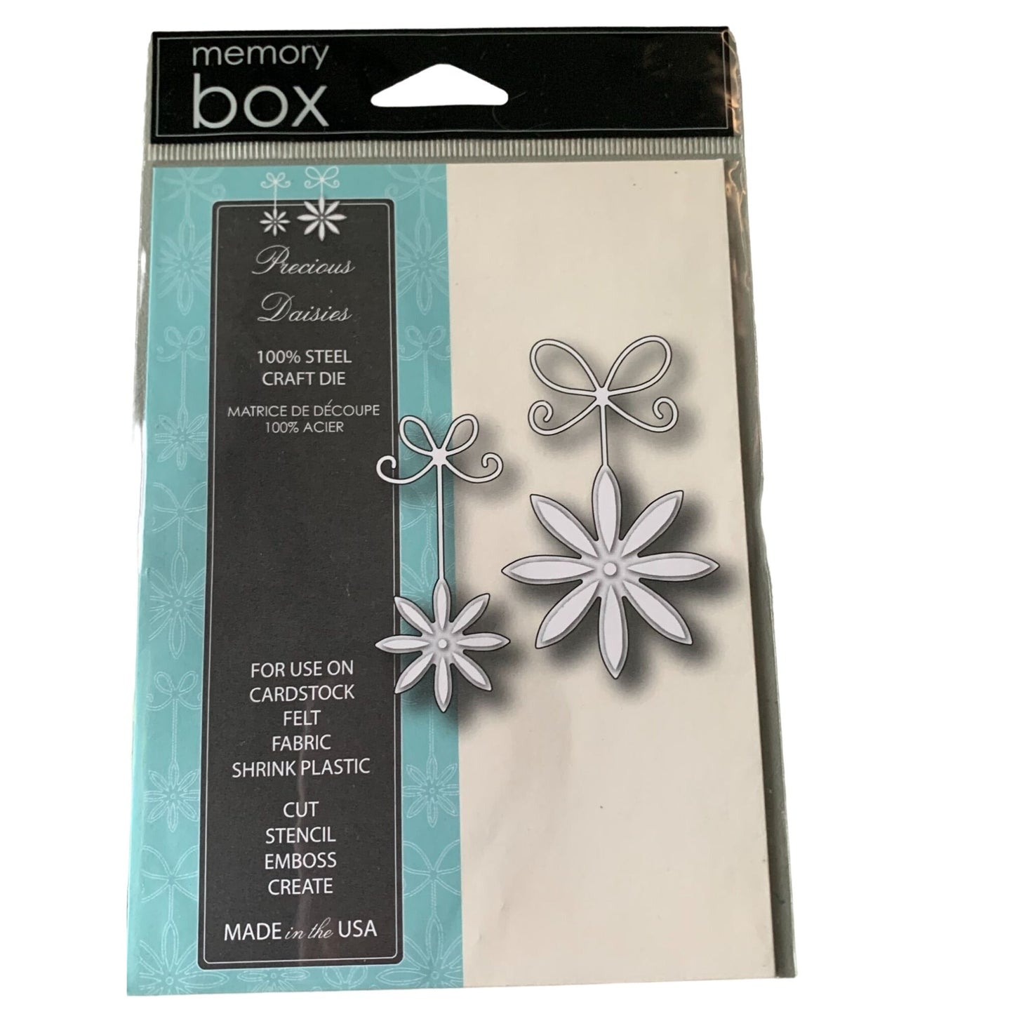 Memory Box Precious Daisies Steel Craft Die 98813  For Cardstock Felt Fabric Shrink Plastic