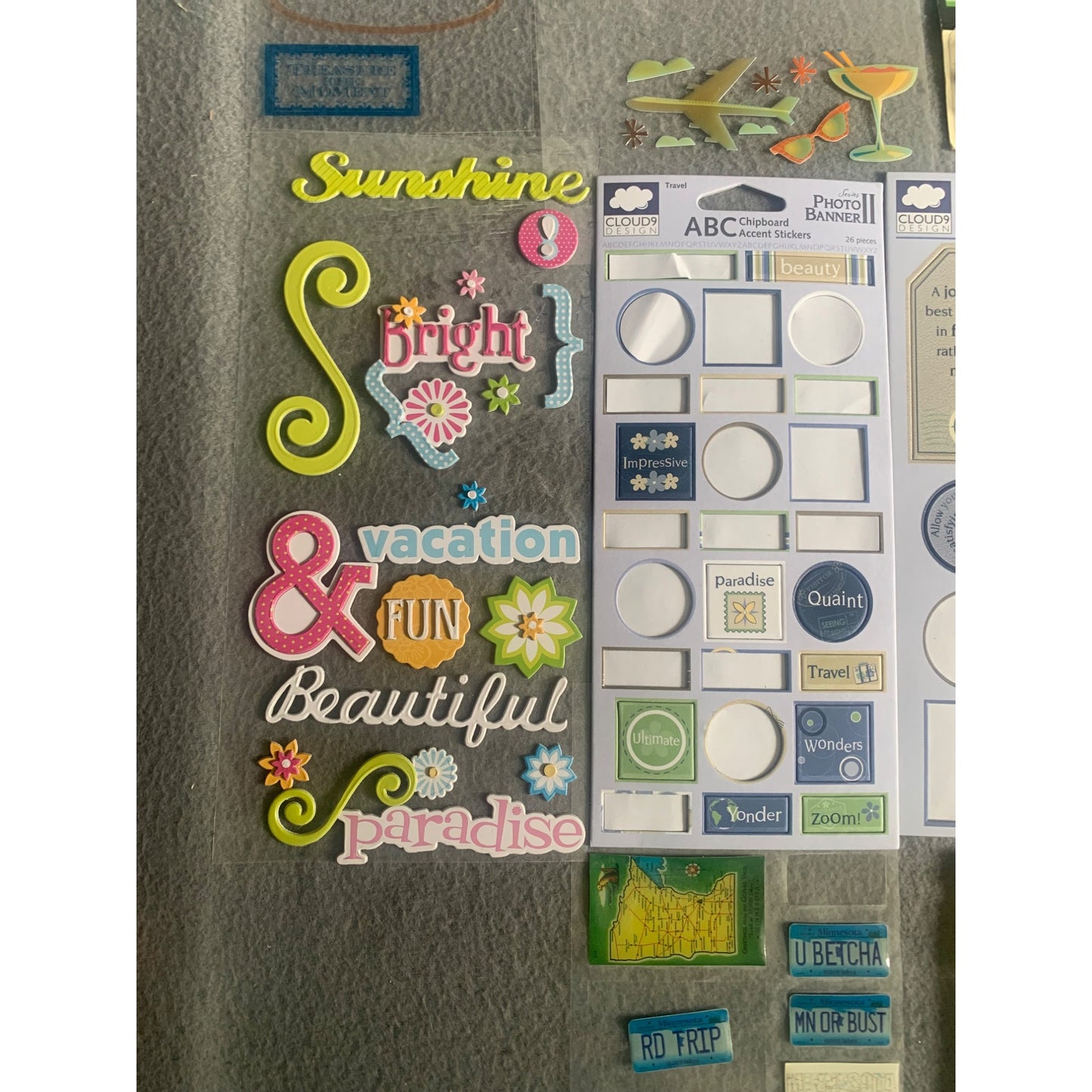 Travel-Themed Scrapbooking Stickers & Embellishments Lot