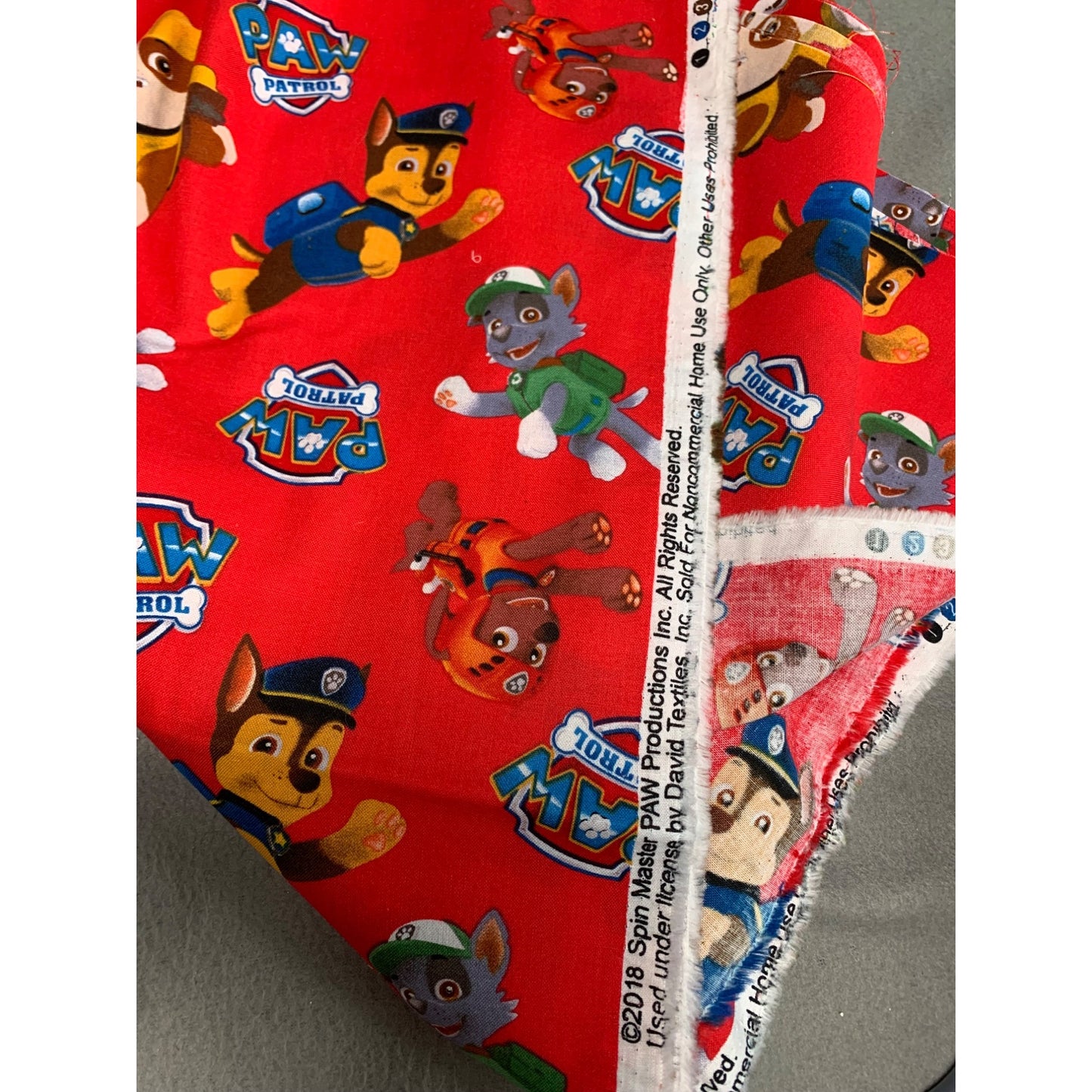 Paw Patrol Red Fabric 1/2 Yard 44" Wide Cotton Quilting Crafts & Sewing