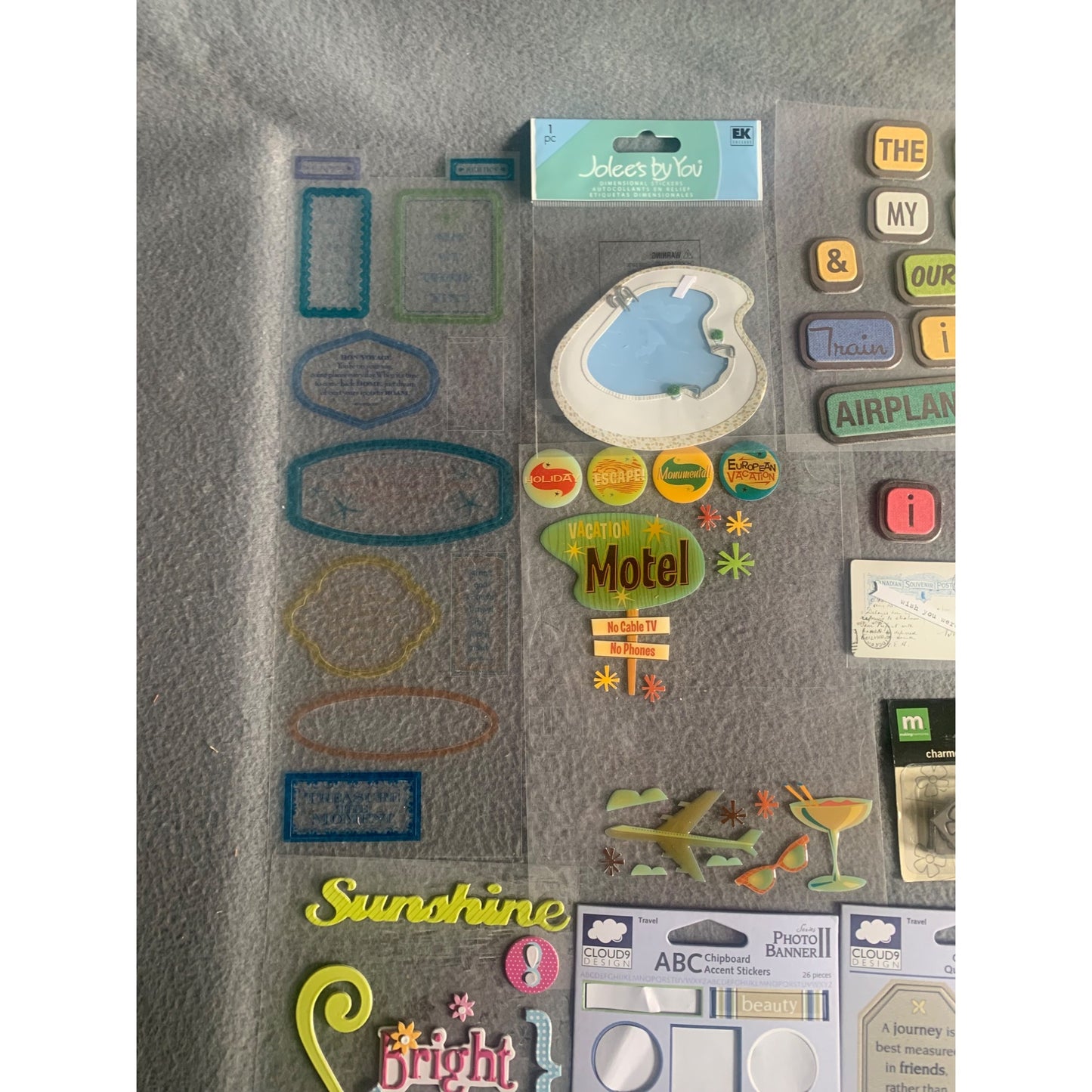 Travel-Themed Scrapbooking Stickers & Embellishments Lot