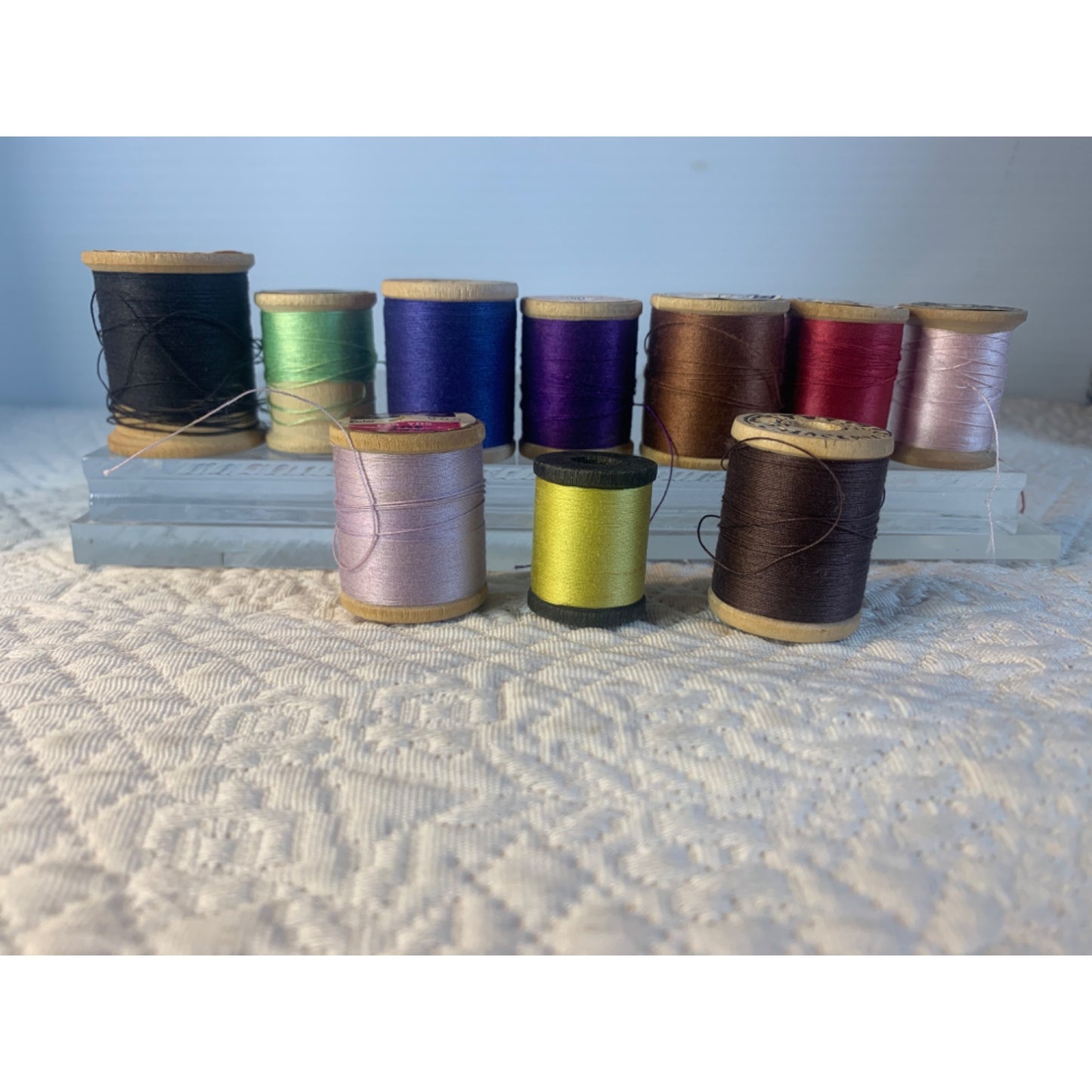 Vintage Sewing Thread wood spools set of 10 #20