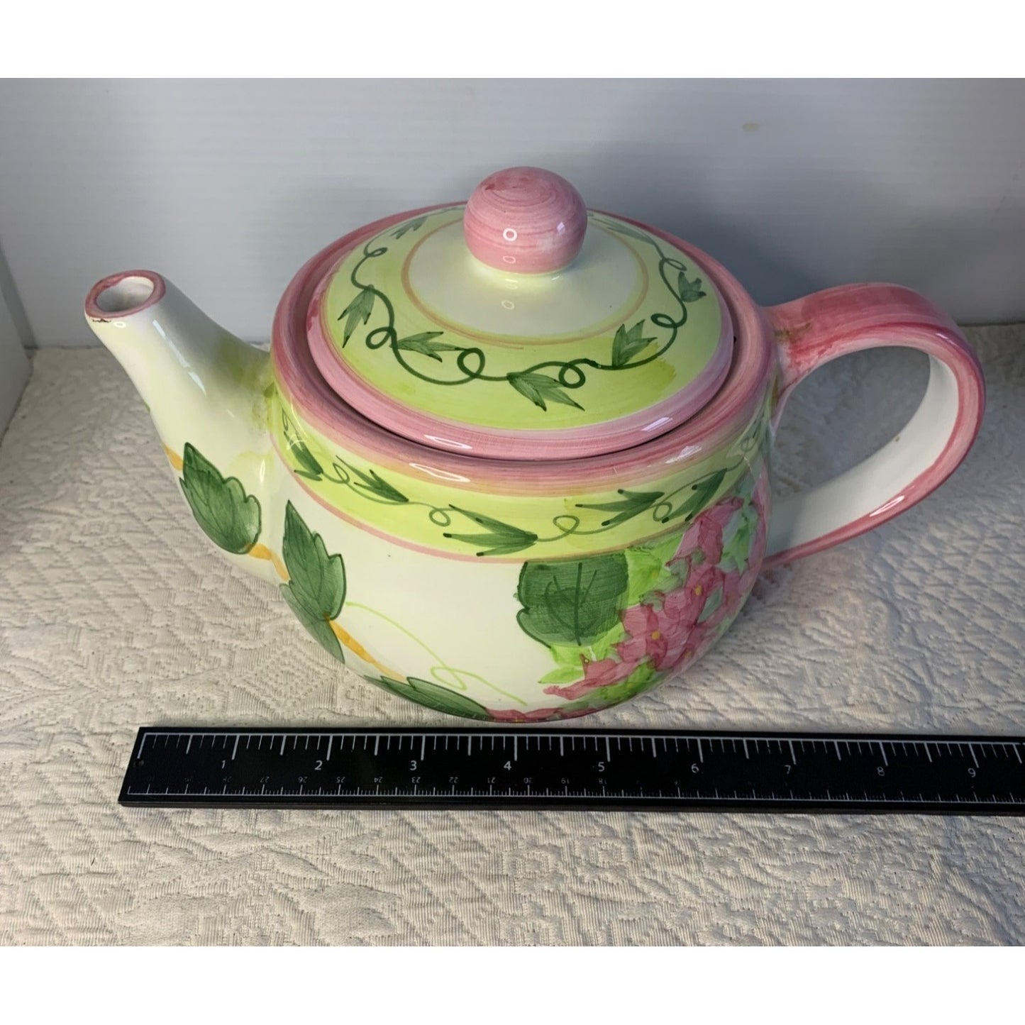 Pink Hydrangea flower teapot