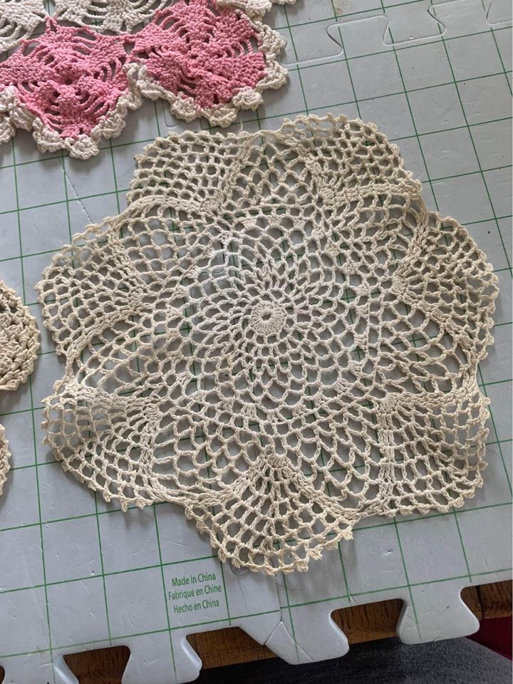 Vintage Crocheted Doily Set of 3 #7h