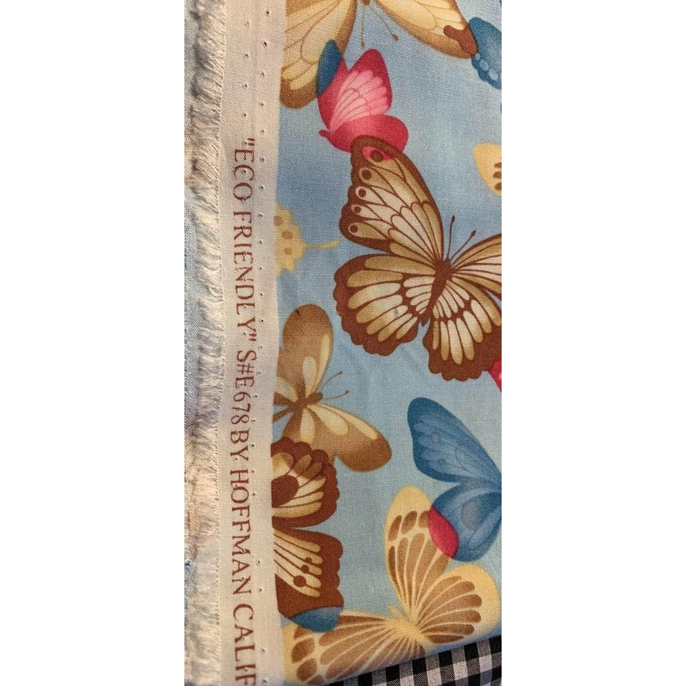 Hoffman California Screen print Butterflies Fabric 1yd and 30 inch long