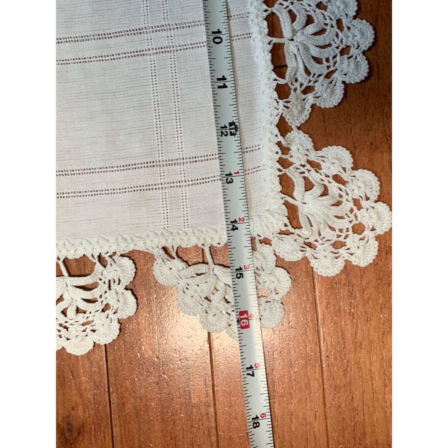 Elegant White Lace Trimmed Table Runner - 36"x15" - Set of 2