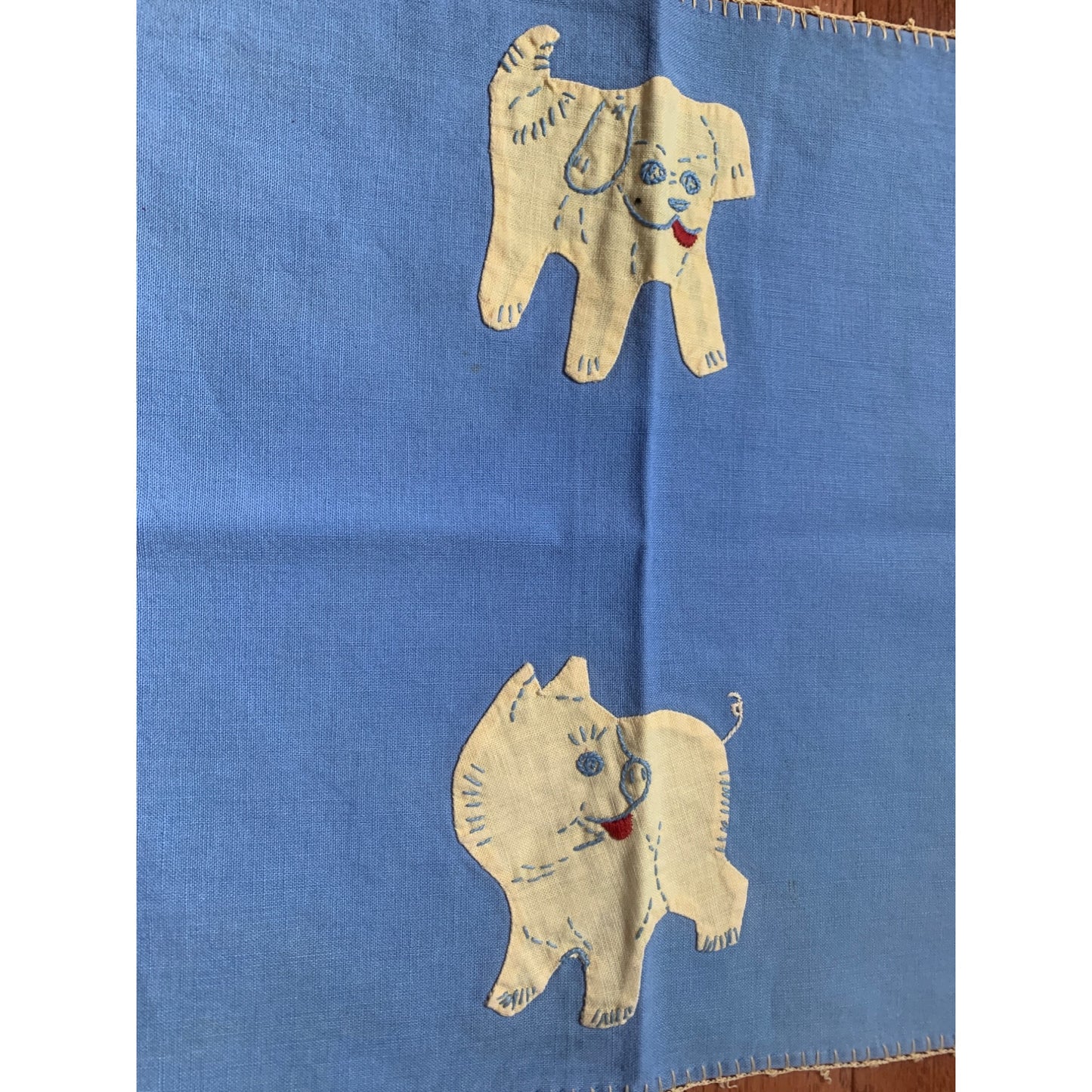 Vintage hand embroidered & appliqué baby animal runner