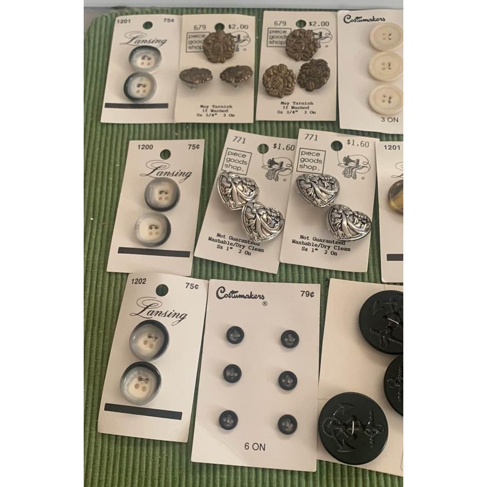 Costumakers & Piece Goods Shop Vintage Sewing Buttons On Cards Set #1h