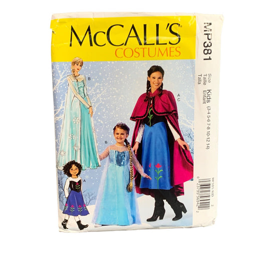 McCalls Costumes Kids Frozen-Inspired Sewing Pattern MP381 Sz 3-14