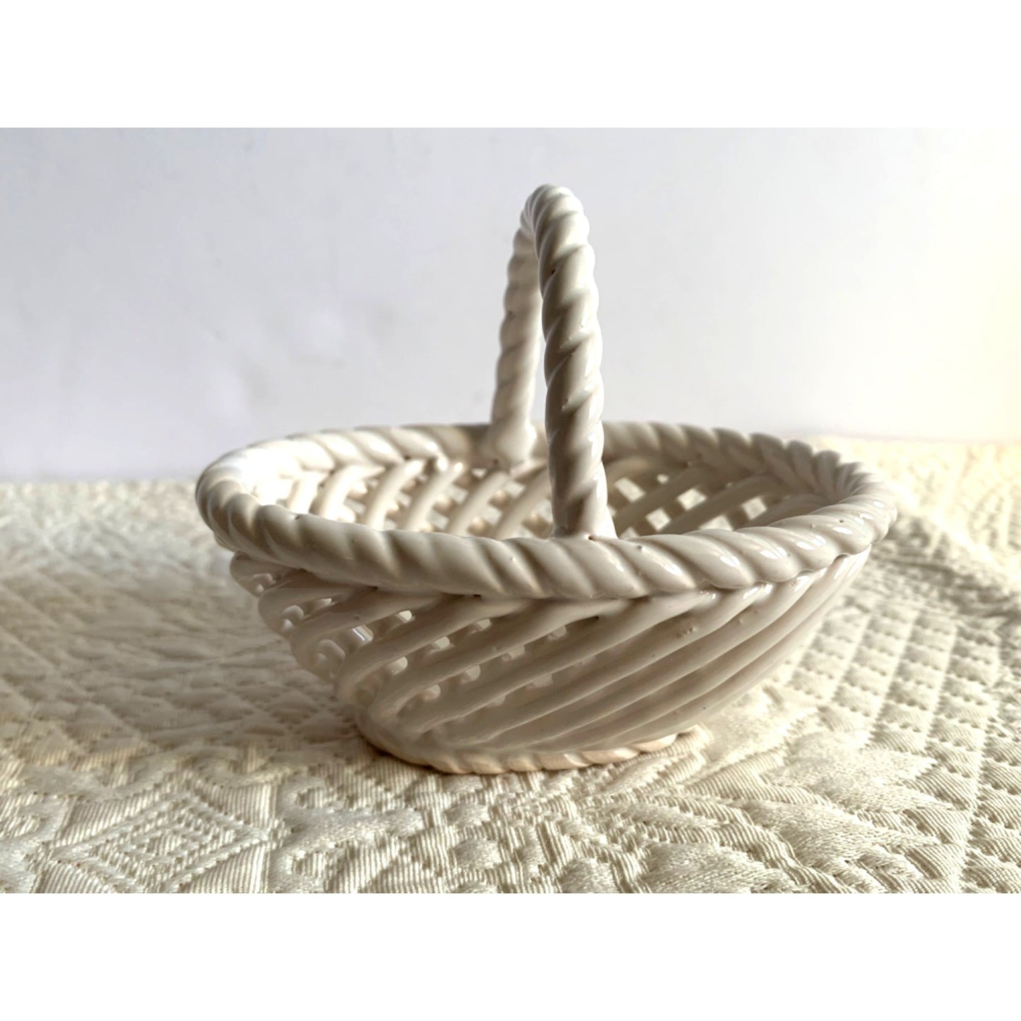 Vintage woven ceramic basket