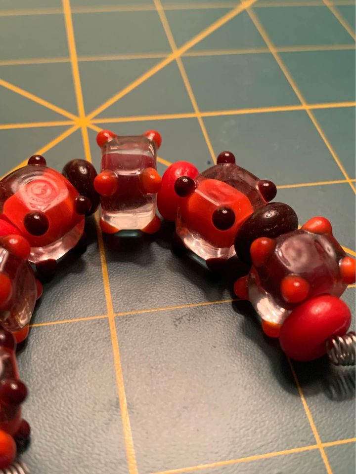 Handmade red & brown Glass Lampwork Beads - New