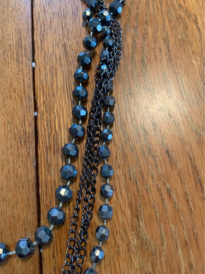 Black beaded necklace 48"