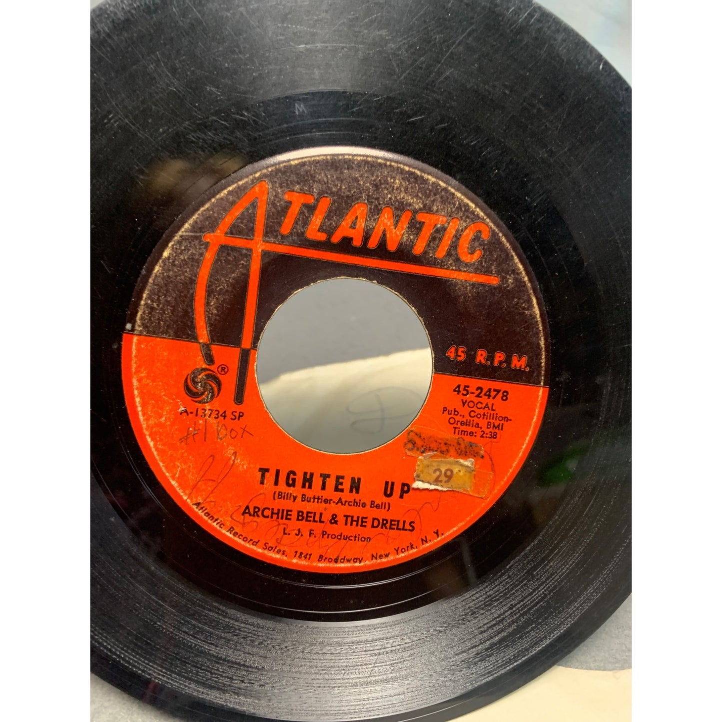 Archie Bell & The Drells "Tighten Up" 45 RPM Vinyl Record Atlantic 45-2478