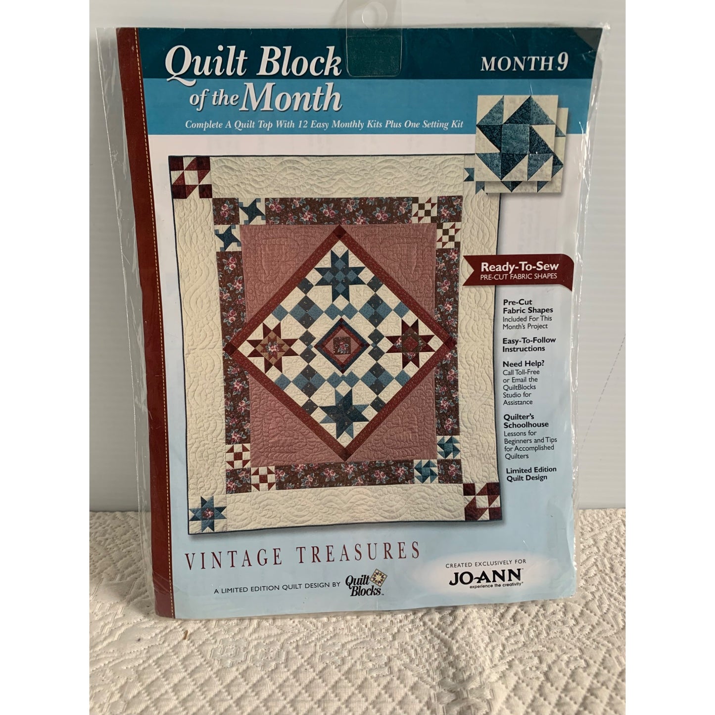 Vintage Treasures Perpetual Motion Quilt Block of the Month 9 by Joann Fabrics kit - New