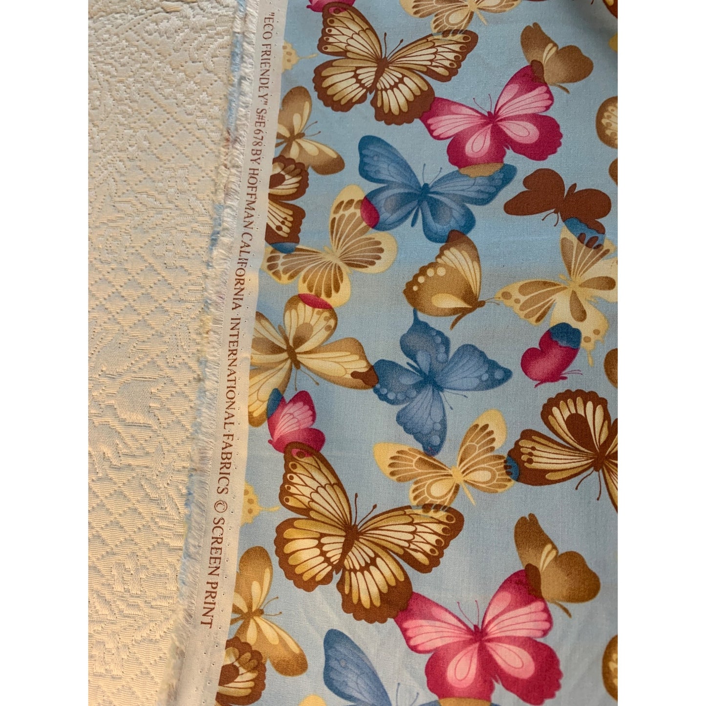 Hoffman California Screen print Butterflies Fabric 1yd and 30 inch long