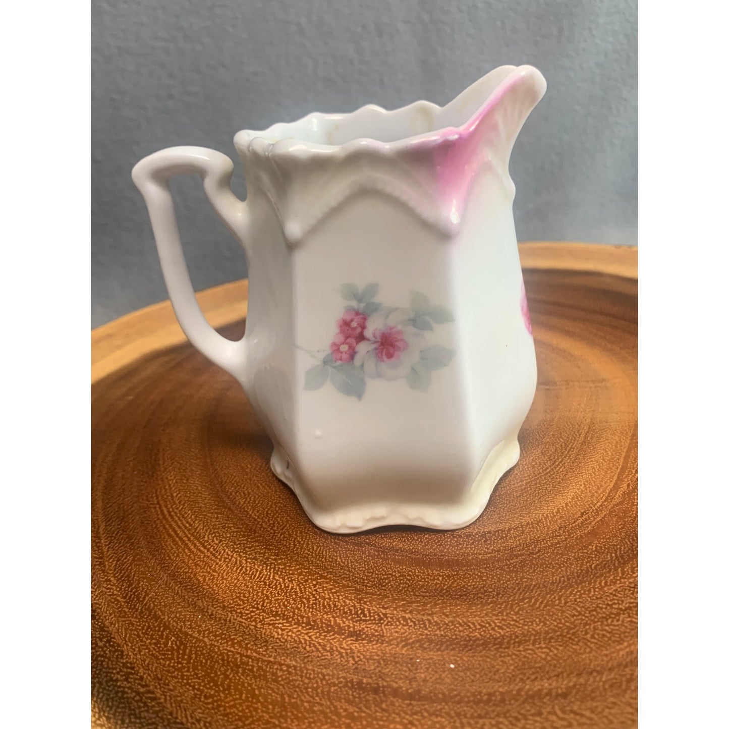 Vintage German Porcelain Creamer Pitcher with Floral Pattern 4 inch tall