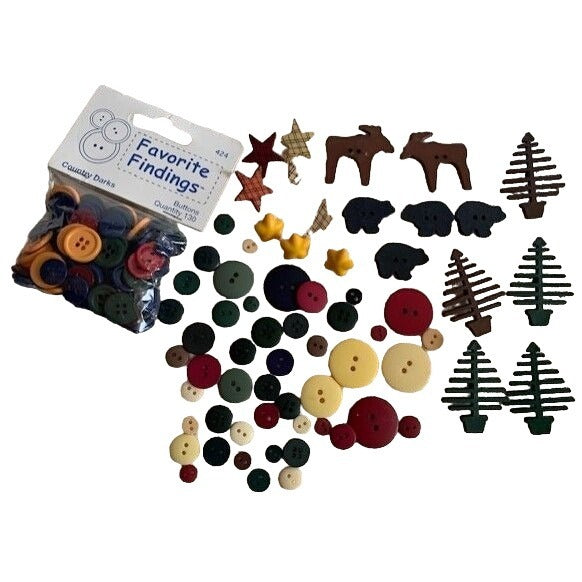 193 Woodland sewing craft plastic button set #8