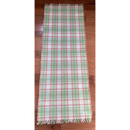 Pink and Green Woven Table Runner