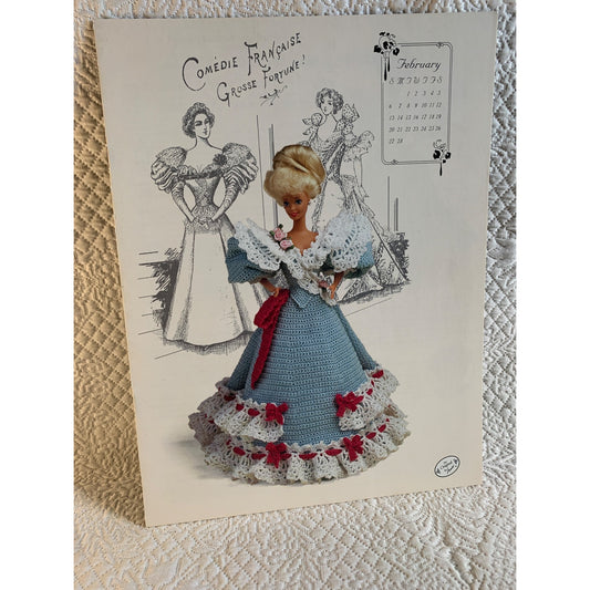 Annie's Calendar Bed Doll 1994 Miss February Doll Gown Crochet Pattern book