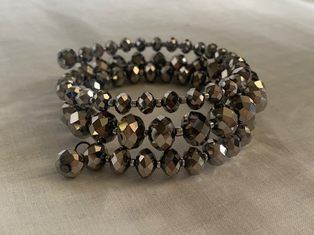 Black beaded wire wrap bracelet