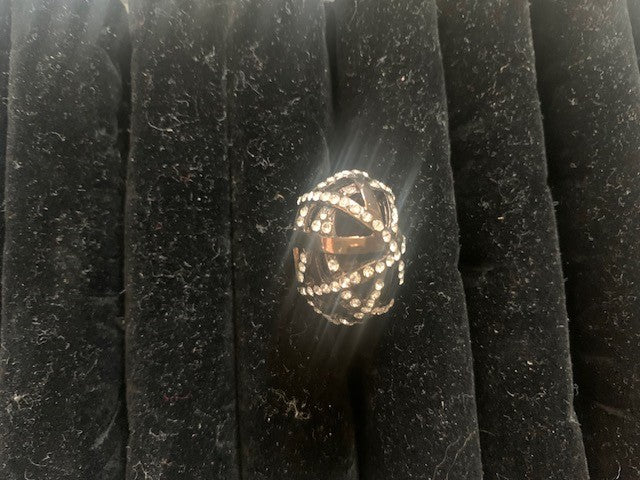 Bronze crystal dome ladies ring Sz 9