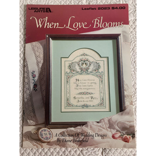 Leisure Arts When Love Blooms cross stitch leaflet book 2023