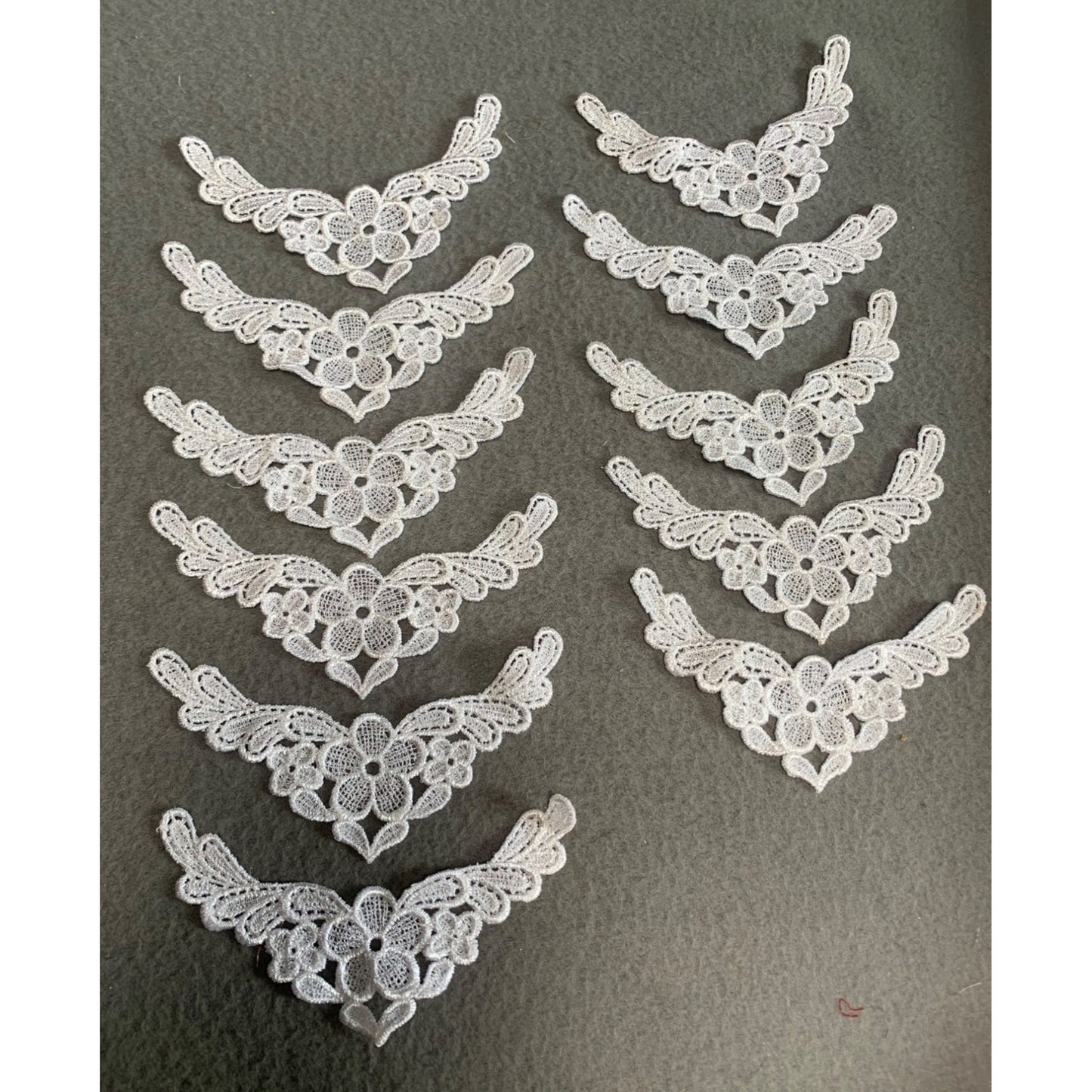 11 Pieces White Floral Embroidered Lace Applique Trim 5" x 1.5" DIY Sewing Craft Supplies