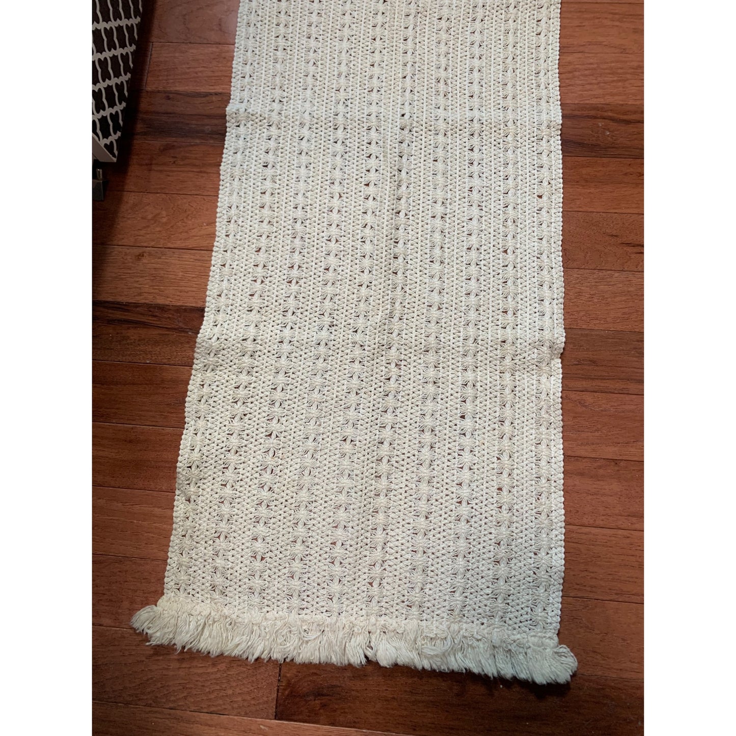 Handmade Beige Crochet Table Runner 35"x10"