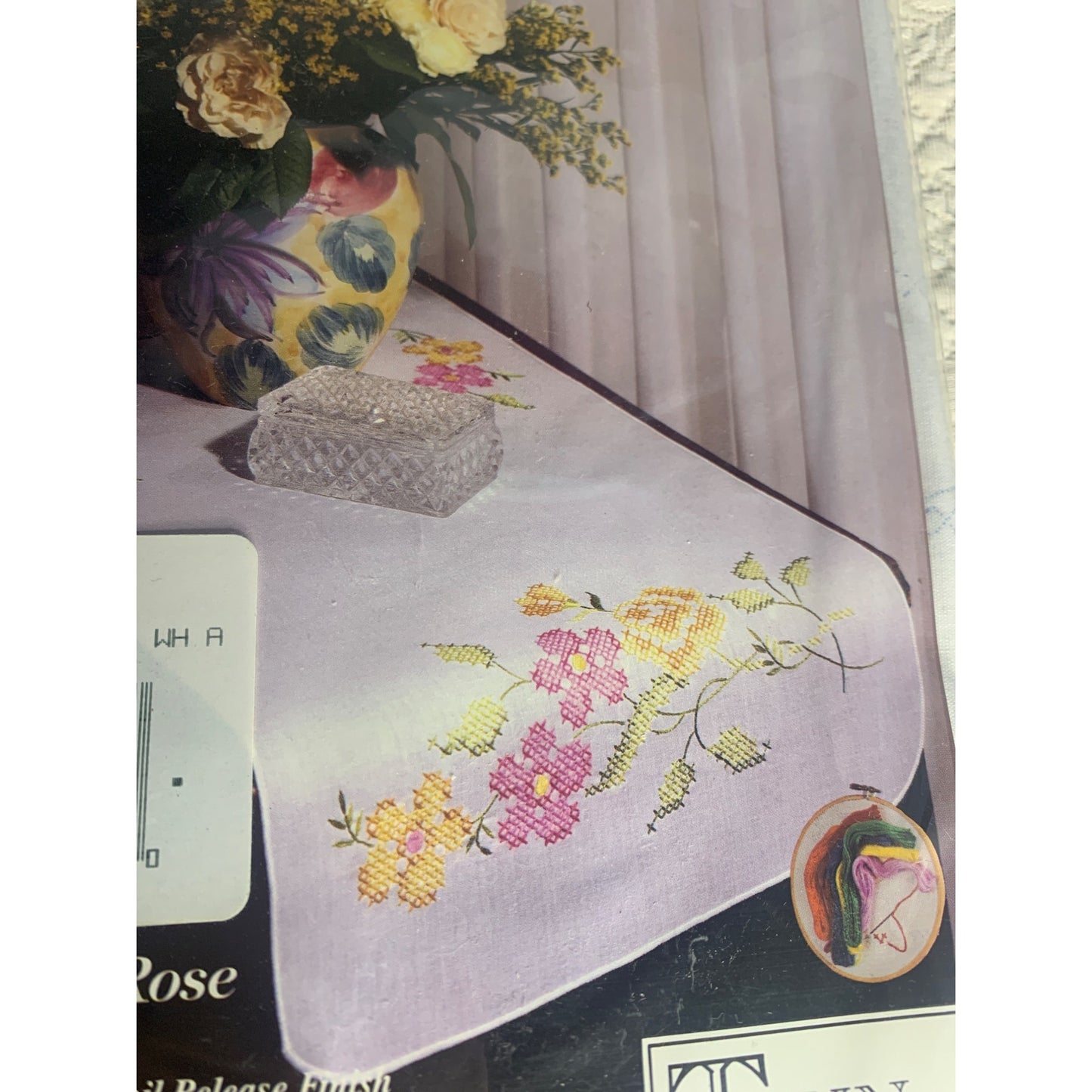 Tobin Romantic Rose Dresser Scarf Cross Stitch Kit - New