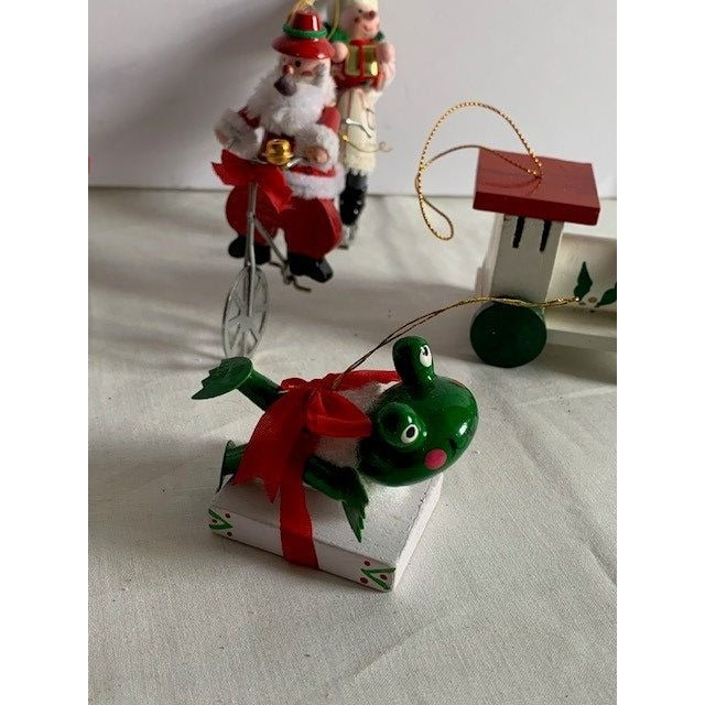 Vintage Christmas wood ornaments set