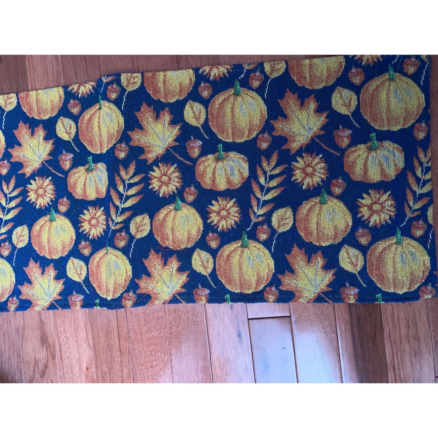 Fall Pumpkin and Leaves Tapestry Table Runner 12x70