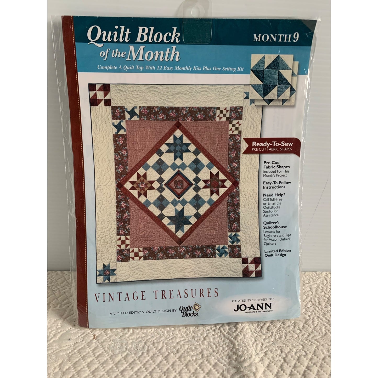 Vintage Treasures Perpetual Motion Quilt Block of the Month 9 by Joann Fabrics kit - New