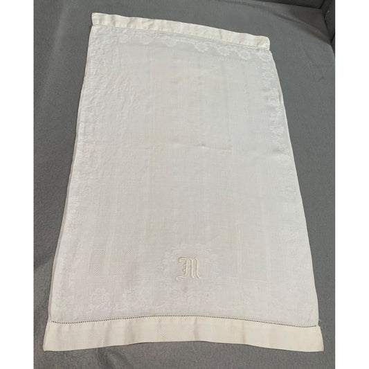 Vintage Monogrammed "M" Linen Hand Towel