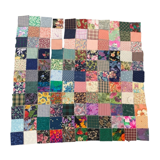 121 Precut 2" Cotton Quilting Fabric Squares Patchwork Assorted Floral & Plaid Prints