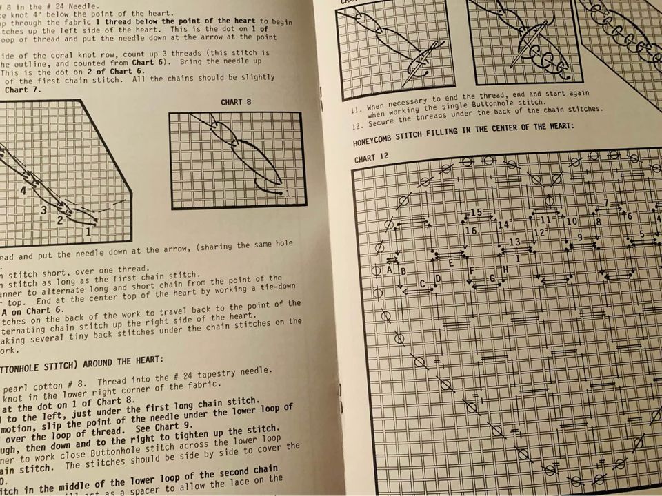 Pulled Thread Heart Bookmark & Bell Cross Stitch Design Book