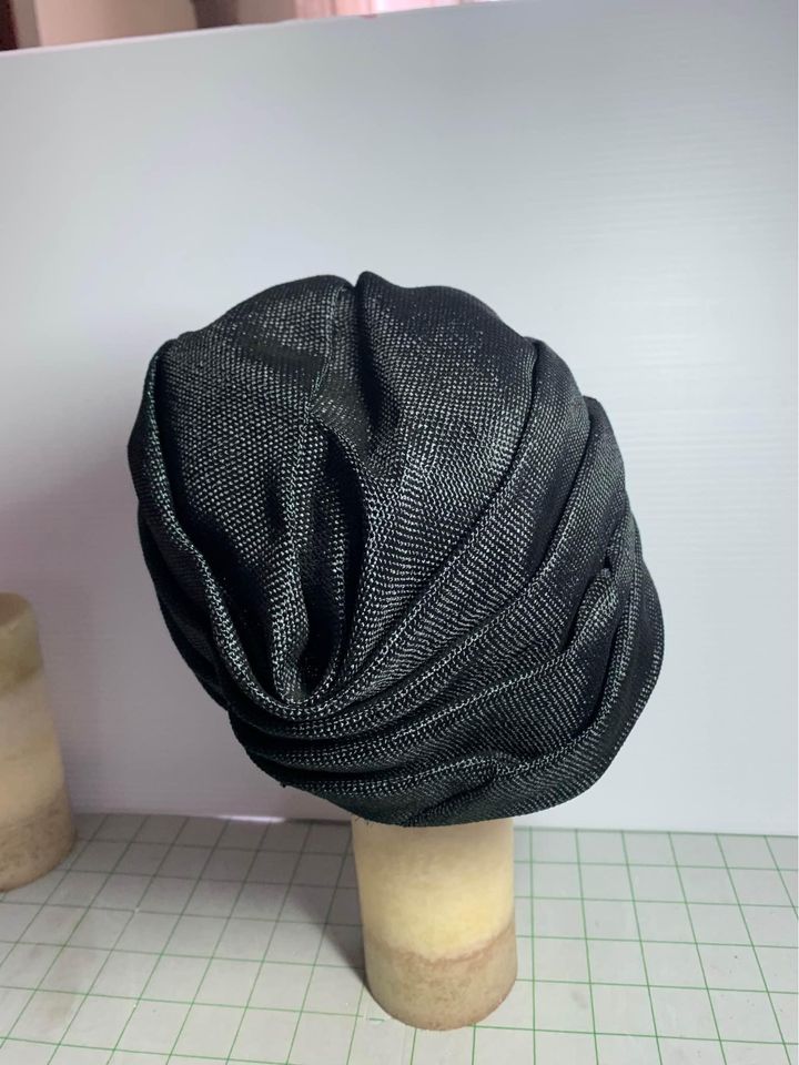 Vintage Black Bow Hat Sz Med